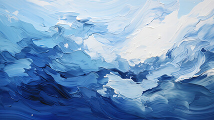 Minimalistic Art of White and Blue Paint Brush Stroke Curvy Background