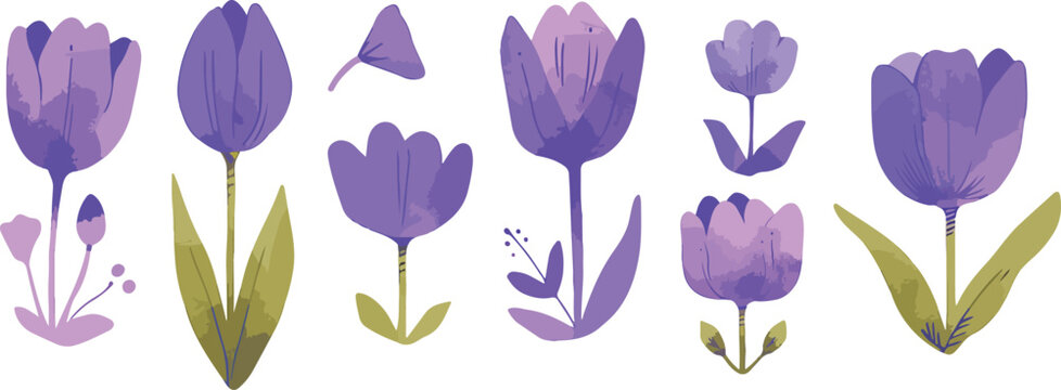 purple tulip clipart vector for graphic resources