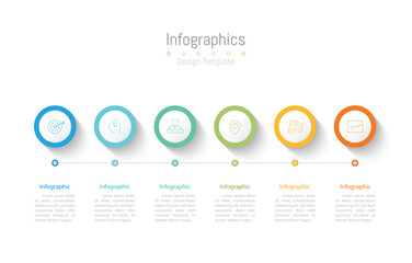 Infographic 6 options design elements for your business data. Vector Illustration.