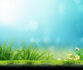 Fototapeta premium Vibrant Summer Nature Background with Grass and Daisy Flowers