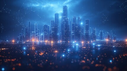 An illustration of a wi-fi smart city or network of wireless networks.