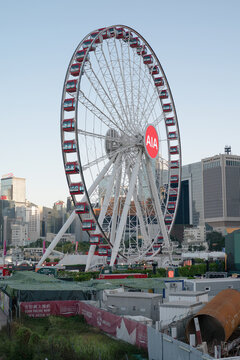 HONG KONG, CHINA - DECEMBER 07, 2023: view of Hong Kong Observation Wheel at daytime