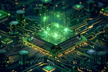 CPU processor microchip circuit board illustration created with generative ai