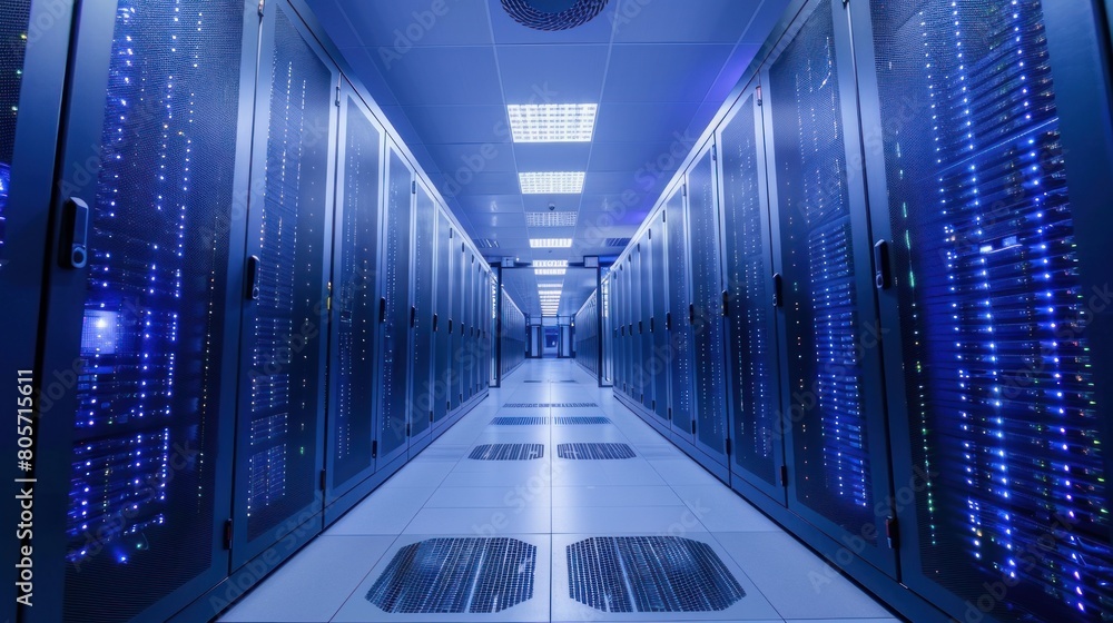 Wall mural server racks in server room data centre