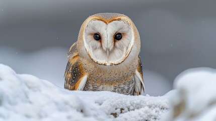 common barn owl ( Tyto albahead ) close up