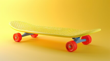 A yellow skateboard stands against a vibrant backdrop, Ai Generated. - obrazy, fototapety, plakaty