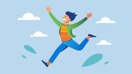 A person lets out a joyful cry as they jump and dance freely leaving behind selfimposed limitations.. Vector illustration