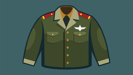 A vintage military jacket worn by a hero in World War II is restored to its former glory honoring its historic significance.. Vector illustration