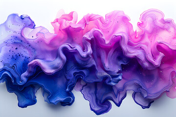 Blue and purple marbled watercolor paint stain on transparent background.