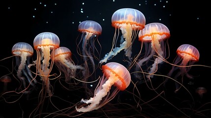 jelly fishes in the aquarium