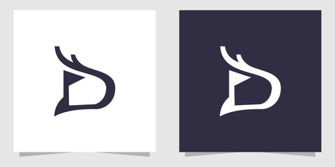 letter d with deer logo design