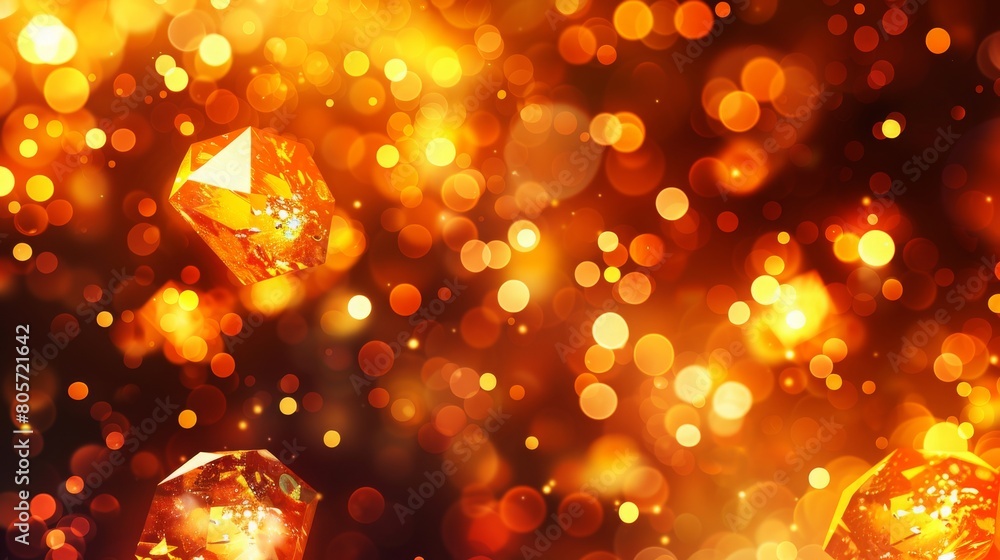 Poster Glowing particle dots with colorful dots in abstract background, concept of light shining sparkling particles dots bokeh in blur color background, 