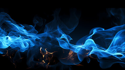Obraz premium Blue smoke on black background