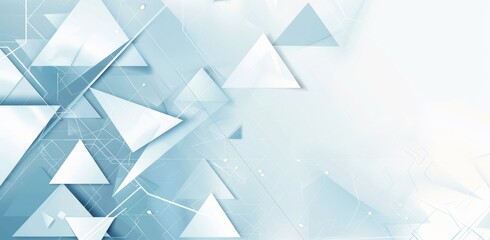 Abstract background with light blue and white geometric shapes, creating an elegant technology-inspired design template