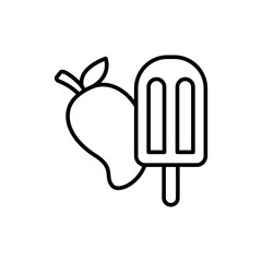 Mango ice cream outline icons, minimalist vector illustration ,simple transparent graphic element .Isolated on white background