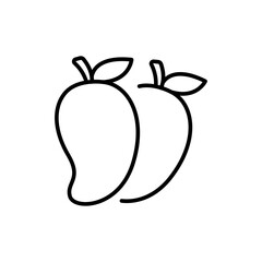 Mango fruit outline icons, minimalist vector illustration ,simple transparent graphic element .Isolated on white background