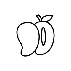 Mango fruit outline icons, minimalist vector illustration ,simple transparent graphic element .Isolated on white background