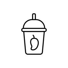 Mango juice outline icons, minimalist vector illustration ,simple transparent graphic element .Isolated on white background