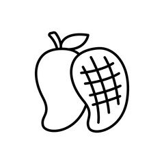 Mango fruit outline icons, minimalist vector illustration ,simple transparent graphic element .Isolated on white background