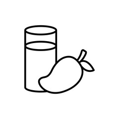 Mango juice outline icons, minimalist vector illustration ,simple transparent graphic element .Isolated on white background