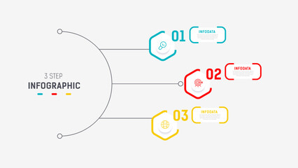Three Step Infographic label design Vector template with line icons. process steps diagram, presentations, workflow layout, banner, flow chart, info graph vector illustration.