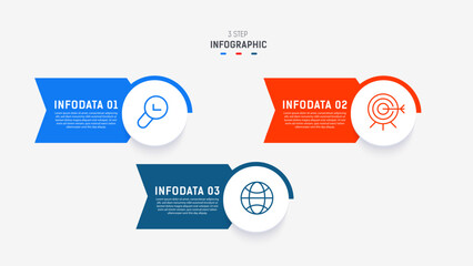 Three Step Infographic element design Vector template for presentation. process diagram and presentations step, workflow layout, banner, flow chart, info graphic vector illustration.