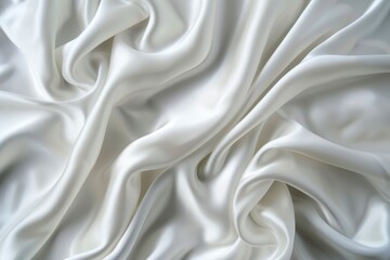 Abstract White Satin Silky Cloth for background, Fabric Textile Drape with Crease Wavy Folds.with soft waves,waving in the wind - generative ai