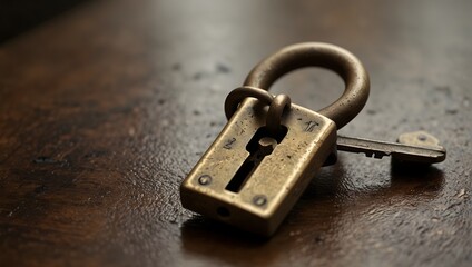 A solitary key rests on an antique lock, hinting at untold stories of secrecy and security...