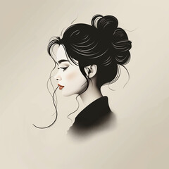 a pixel art drawing of a woman with a bun in her hair