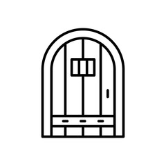 Medieval door outline icons, minimalist vector illustration ,simple transparent graphic element .Isolated on white background