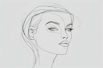 Abstract Woman face minimal line art drawing