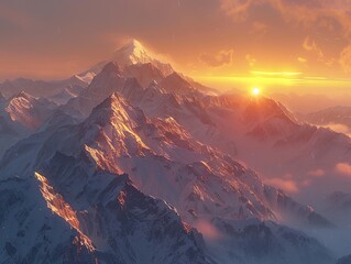 Sunrise over Shangri La: A cinematic and awe-inspiring view of the Himalayan peaks.