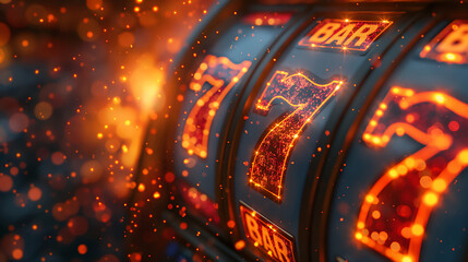 Jackpot Vibes: Sparkling Close-Up of a Slot Machine Reel