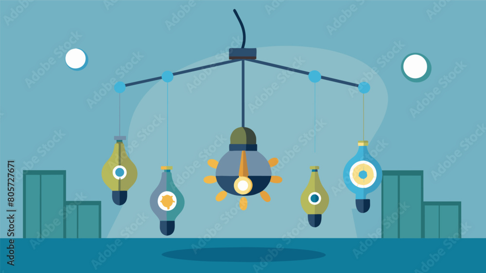 Poster Creating a mobile using old light bulbs and scrap metal to add a funky touch to a room..