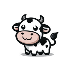 cute cow smile cartoon character vector illustration template design