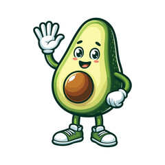 Obraz premium mascot avocado design waving hand vector