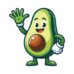 Obraz premium mascot avocado design waving hand vector