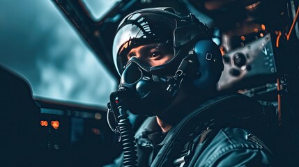 A surreal perspective from the cockpit, where the pilot becomes one with the sky. A moment frozen in time, showcasing the beauty and intensity of flight