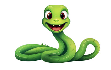 Fototapeta premium green snake cute cartoon snake on transparent background