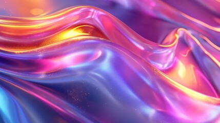 Abstract fluid iridescent holographic neon curved wave in motion colorful background