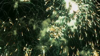 Green Firework celebrate anniversary happy new year 2024, 4th of july holiday festival. Green...