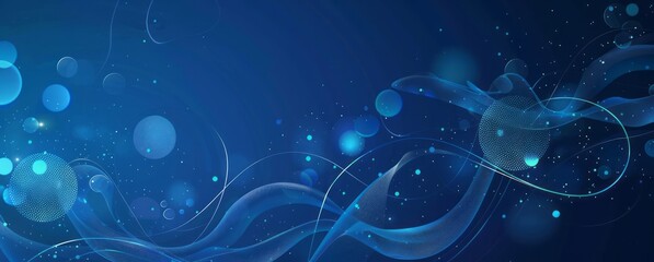 Abstract blue background with lines and circles for presentation banner design - obrazy, fototapety, plakaty