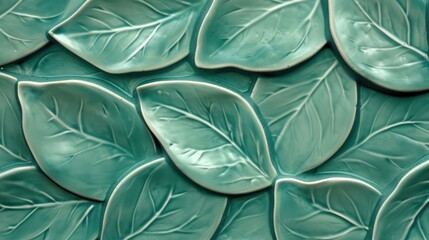 Obraz premium Abstract modern green mosaic porcelain stoneware cement tile leaf pattern texture background