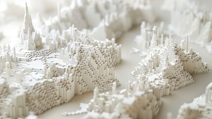 View German states Maps 3D  into captivating voxel art, adding a whimsical and dimensional touch to each states representation, diverse geography, Ensure each state stands white states Map ,isometric 