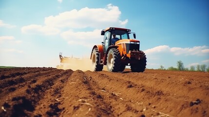 The tractor's headlights illuminate the field, allowing the farmer to work late into the night, maximizing productivity