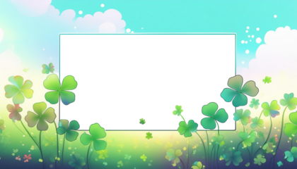 frame with green clovers