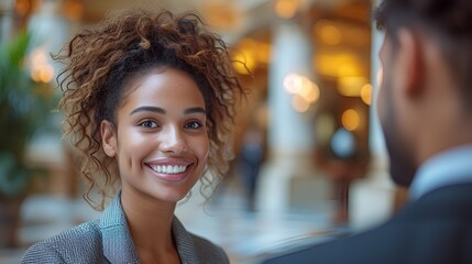 Smiling and confident black office worker - business executive - young woman - motivated and hard-working - well-dressed