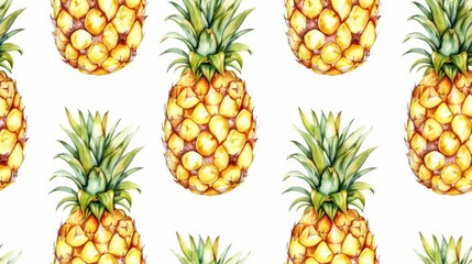 watercolor seamless pattern of pineapple.