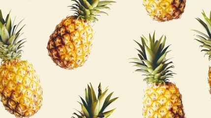 watercolor seamless pattern of pineapple.