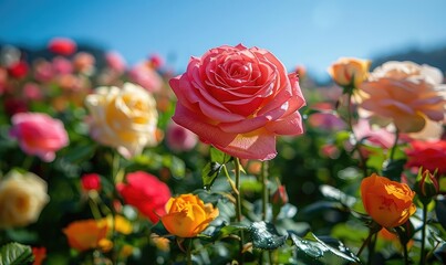 A field of roses in full bloom